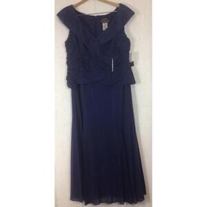 Alex Evenings Women's Mother of the Bride Dress Blue Stretch Formal, Size 20W